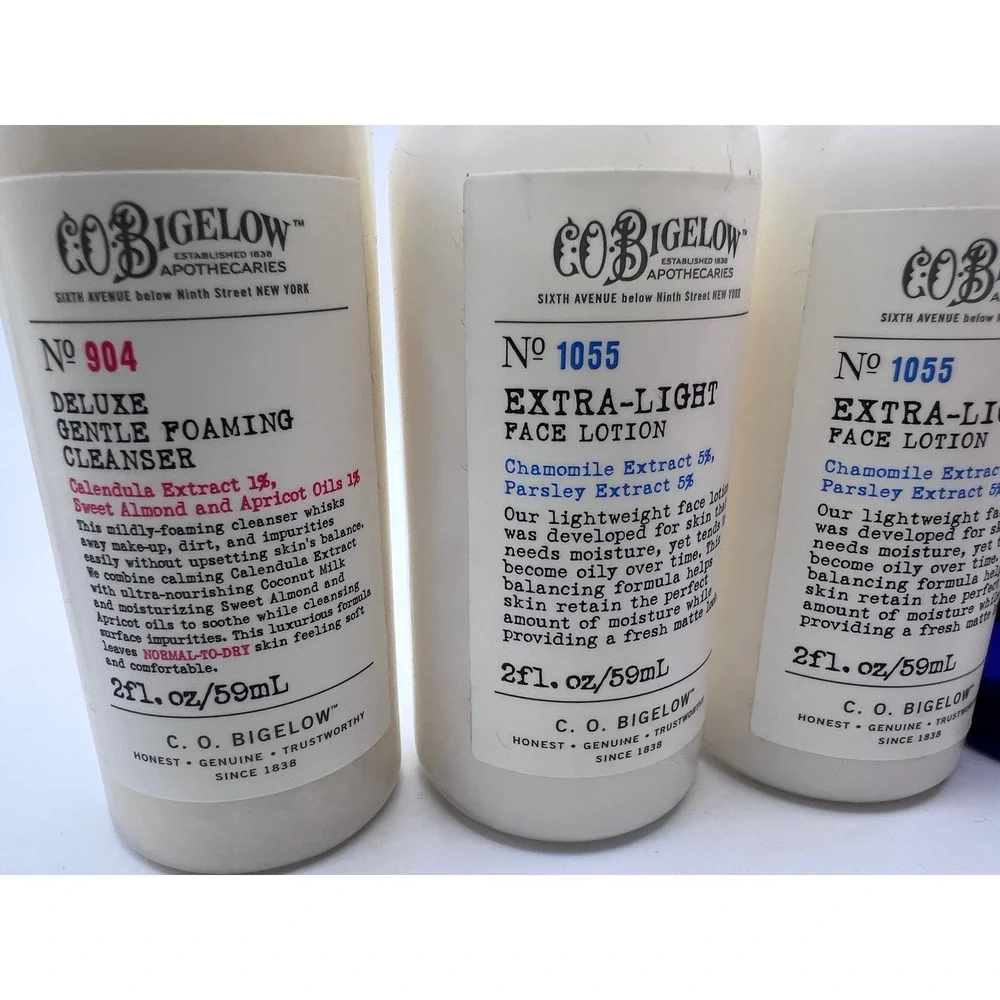 C.O Bigelow Travel Size Lot‎ Rose Water (2) Foaming Cleanser + (2) Face-Lotion